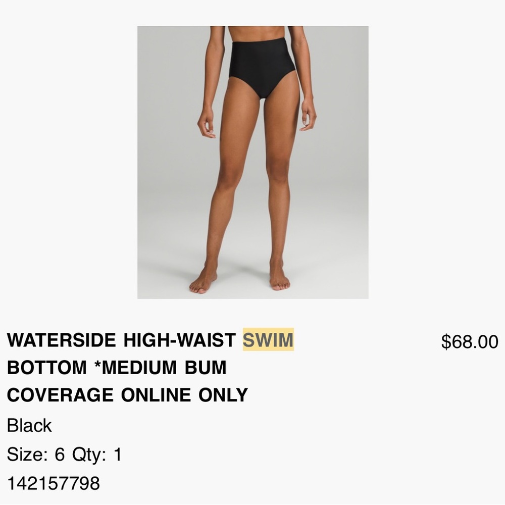 lululemon athletica waterside High-Waist Swim Bottom - Black